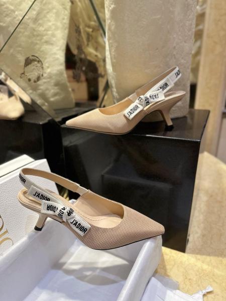 DIOR J'Adior Fabric Irregular Heel High Heels 6.5cm Women's Nude