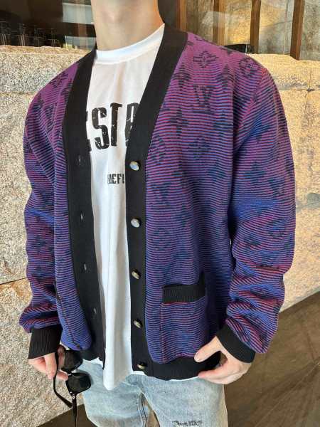LOUIS VUITTON Optical Monogram Jacquard Cardigan