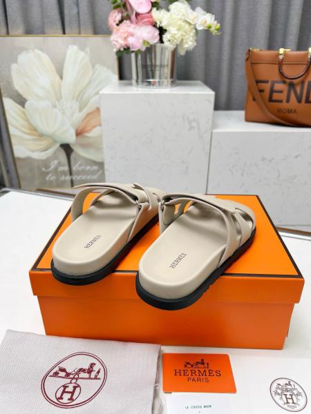 HERMES Chypre Slide Slippers 1.2cm Exotic Beige