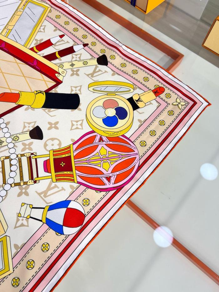 LOUIS VUITTON Mulberry Silk Scarves Women's Rose Red