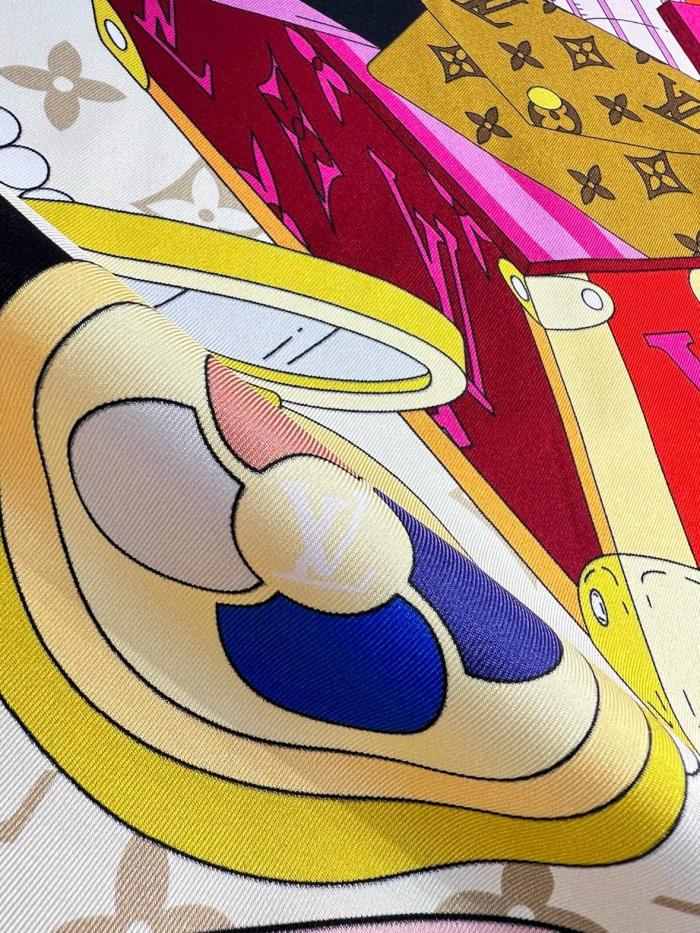 LOUIS VUITTON Mulberry Silk Scarves Women's Rose Red