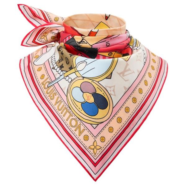 LOUIS VUITTON Mulberry Silk Scarves Women's Rose Red