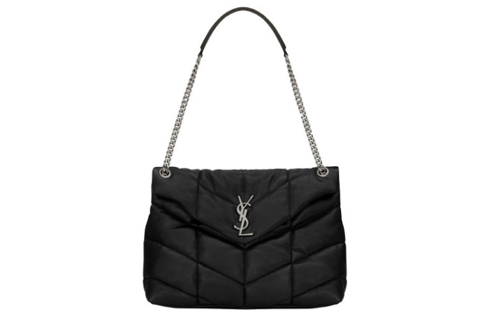SAINT LAURENT LOULOUPUFFER Sheepskin Cloud Bag, Pillow Bag, Crossbody Bag, Shoulder Bag Medium Women's Black 577475-1EL00-1000 size L35*W13.5*H23cm