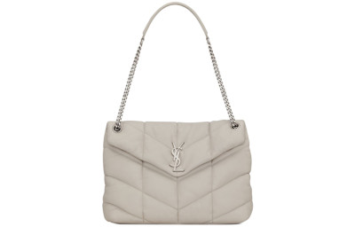 SAINT LAURENT LOULOUPUFFER Quilting Lambskin Cloud Pillow Bag, Crossbody Bag, Shoulder Bag Women's White 577475-1EL00-9207 size L35*W13.5*H23cm