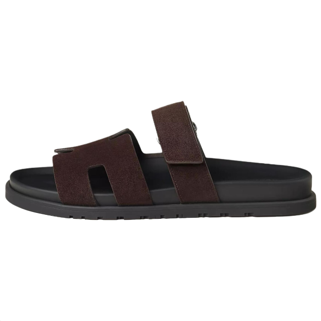 HERMES Chypre Slide Slippers Brown