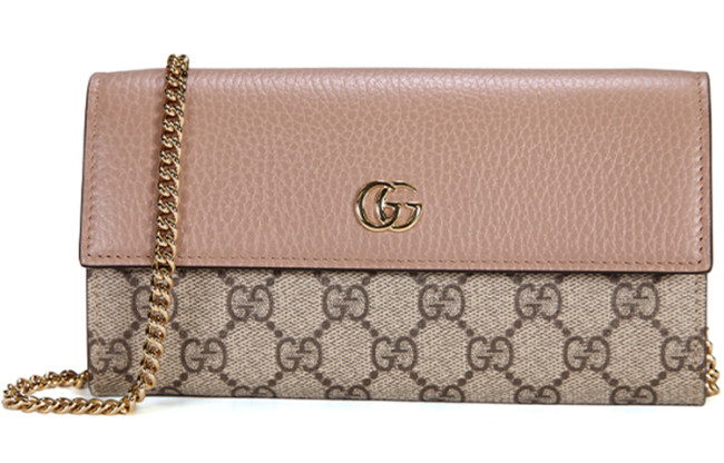 GUCCI GG Marmont Canvas With Leather Crossbody Bag, Shoulder Bag Women's Light Brown & Pink 546585-17WAG-5788 size L19*W3*H10cm