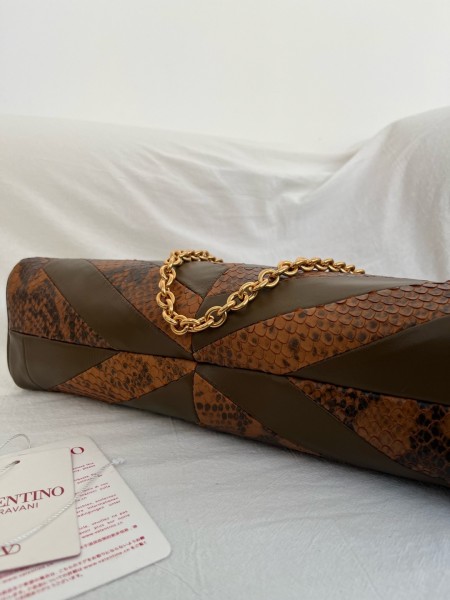 Valentino Garavani Python Skin Shoulder Bag Medium Women's Brown WB0S70DZD-4JR size L33*W9*H19.5cm