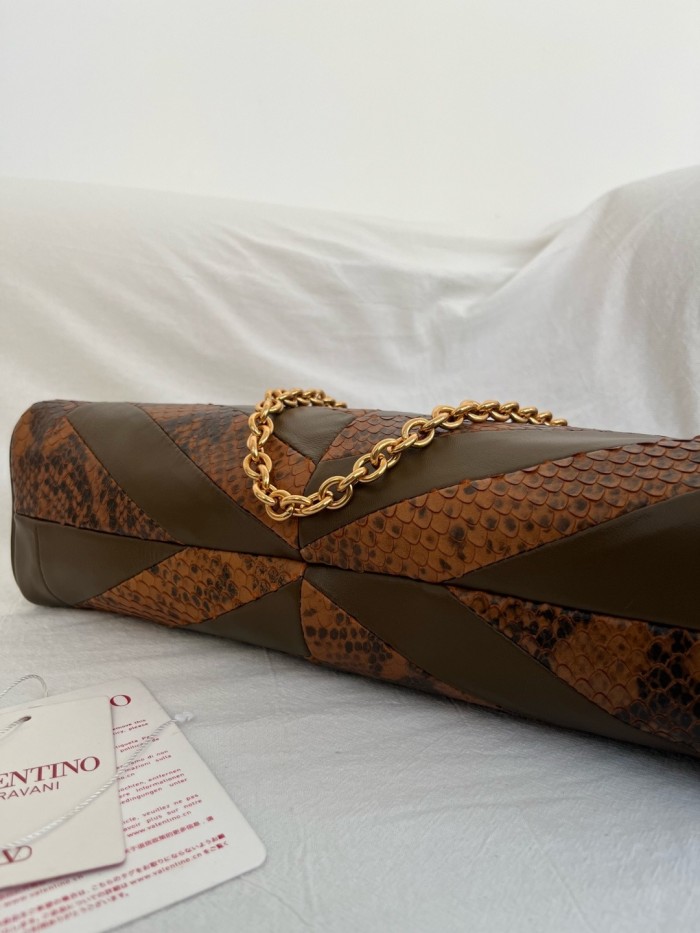 Valentino Garavani Python Skin Shoulder Bag Medium Women's Brown WB0S70DZD-4JR size L33*W9*H19.5cm