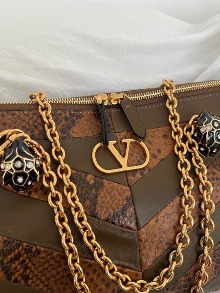 Valentino Garavani Python Skin Shoulder Bag Medium Women's Brown WB0S70DZD-4JR size L33*W9*H19.5cm