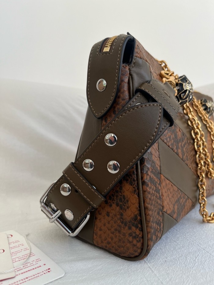 Valentino Garavani Python Skin Shoulder Bag Medium Women's Brown WB0S70DZD-4JR size L33*W9*H19.5cm