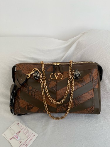 Valentino Garavani Python Skin Shoulder Bag Medium Women's Brown WB0S70DZD-4JR size L33*W9*H19.5cm