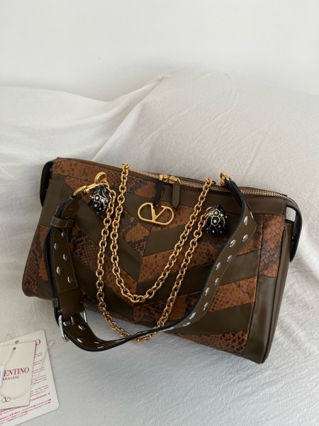 Valentino Garavani Python Skin Shoulder Bag Medium Women's Brown WB0S70DZD-4JR size L33*W9*H19.5cm