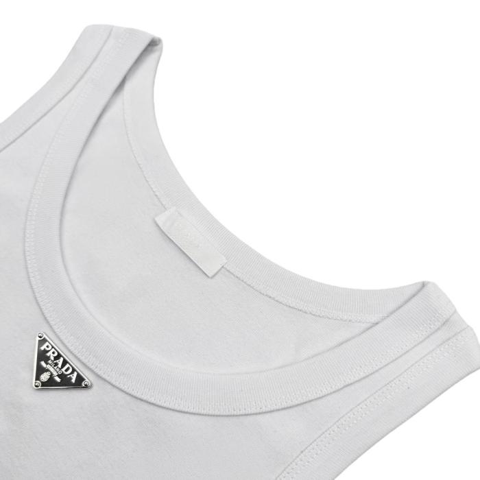 Prada triangle-logo cotton tank top