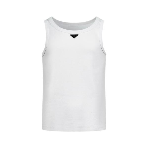 Prada triangle-logo cotton tank top
