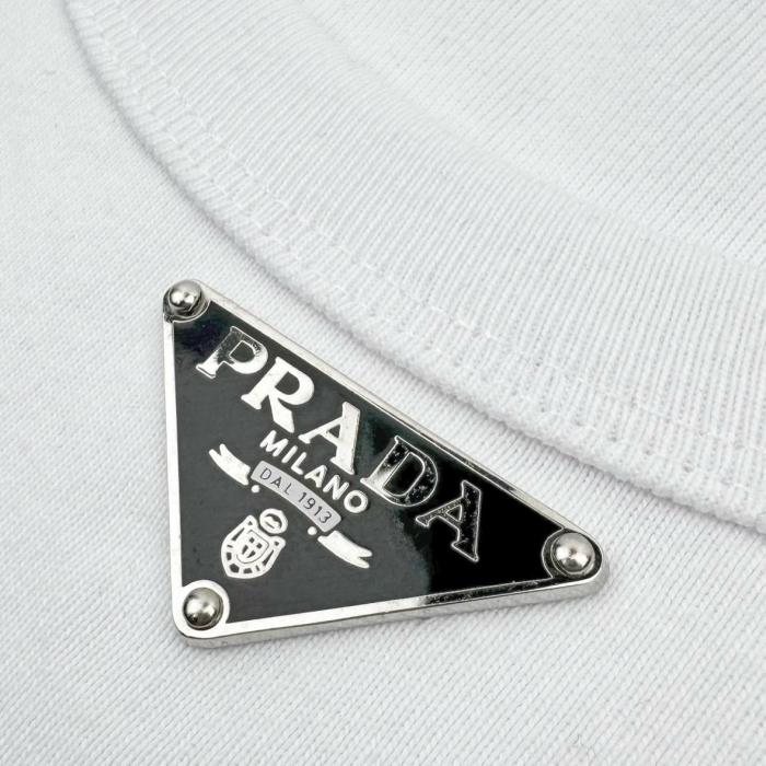Prada triangle-logo cotton tank top