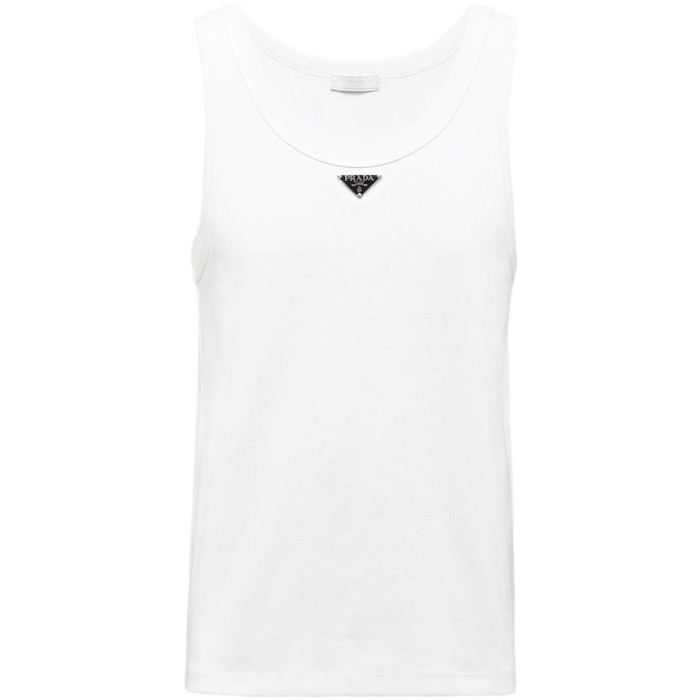Prada triangle-logo cotton tank top