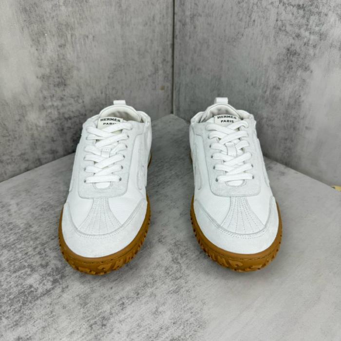 HERMES Jet Leather Low top Casual Shoes White
