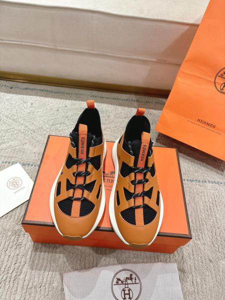 HERMES Katana Low top Casual Shoes Men's Orange Brown