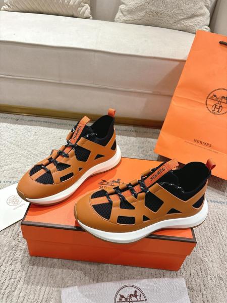 HERMES Katana Low top Casual Shoes Men's Orange Brown