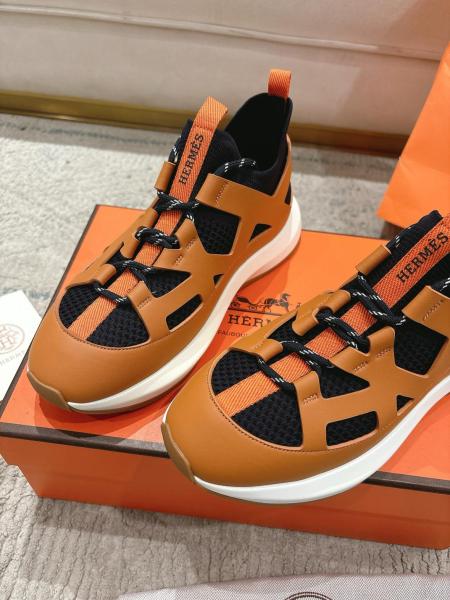 HERMES Katana Low top Casual Shoes Men's Orange Brown
