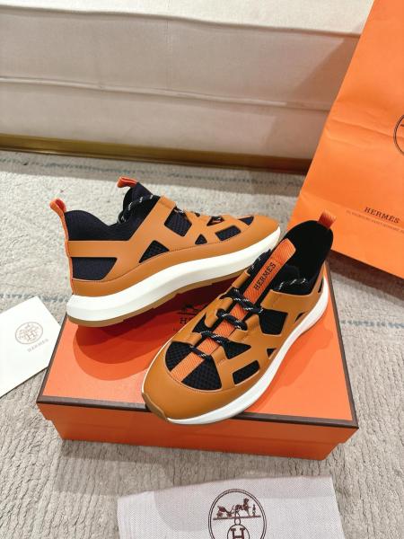 HERMES Katana Low top Casual Shoes Men's Orange Brown