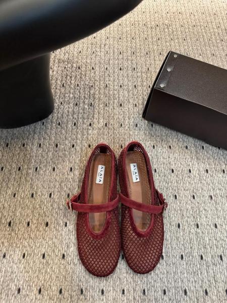 Flat Mary Jane Shoes Women's Red