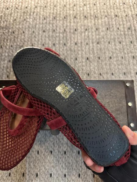 Flat Mary Jane Shoes Women's Red