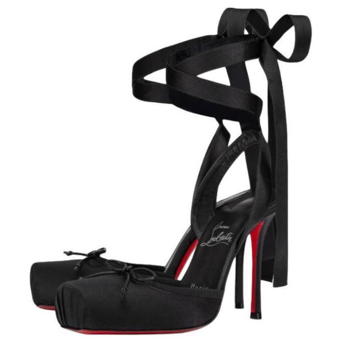 Christian Louboutin 100mm Cassia Ribbon lace Square toe Heeled Pumps