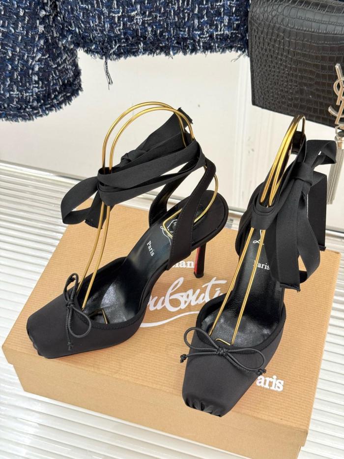Christian Louboutin 100mm Cassia Ribbon lace Square toe Heeled Pumps