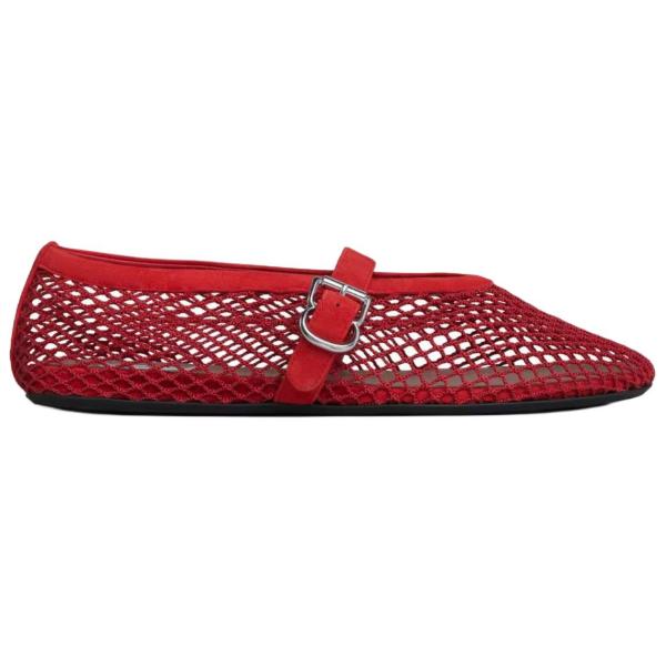 Flat Mary Jane Shoes Women's Red
