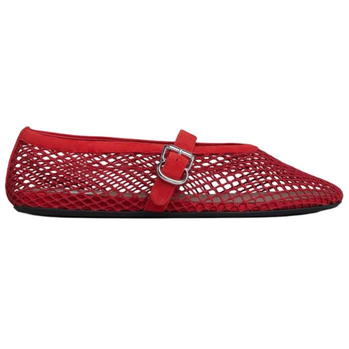 Flat Mary Jane Shoes Women's Red