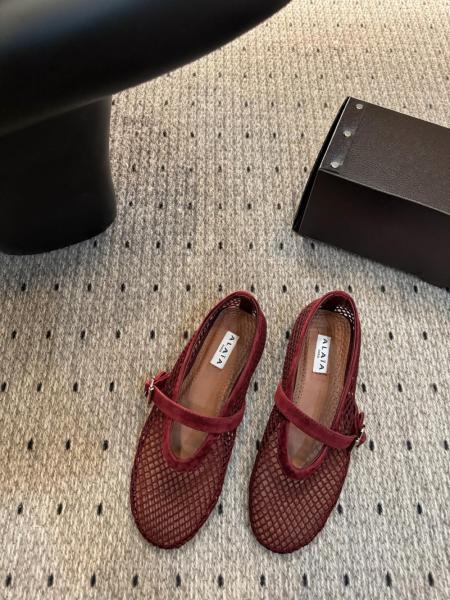 Flat Mary Jane Shoes Women's Red