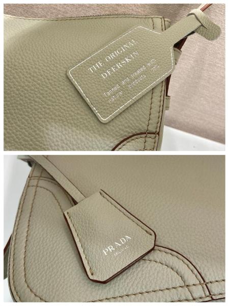 PRADA Aimee Deerskin Shoulder Bag Large Women's Beige 1BC280_2HIK_F0K74_V_OOO size L36cm W11cm H20cm