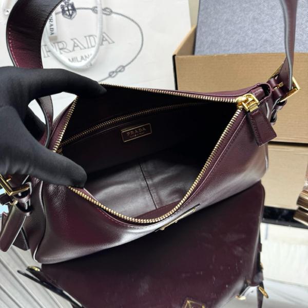 PRADA Aimee Cow Leather Handbag, Shoulder Bag Medium Women's Burgundy 1BC229_2CYS_F04XV_V_LVM size L31cm W10cm H18cm 