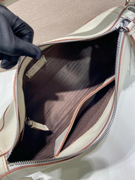 PRADA Aimee Deerskin Shoulder Bag Large Women's Beige 1BC280_2HIK_F0K74_V_OOO size L36cm W11cm H20cm