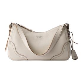 PRADA Aimee Deerskin Shoulder Bag Large Women's Beige 1BC280_2HIK_F0K74_V_OOO size L36cm W11cm H20cm