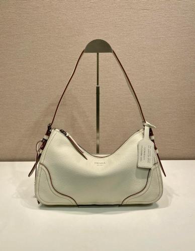 PRADA Aimee Deerskin Shoulder Bag Large Women's Beige 1BC280_2HIK_F0K74_V_OOO size L36cm W11cm H20cm
