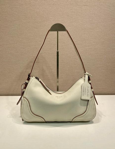 PRADA Aimee Deerskin Shoulder Bag Large Women's Beige 1BC280_2HIK_F0K74_V_OOO size L36cm W11cm H20cm