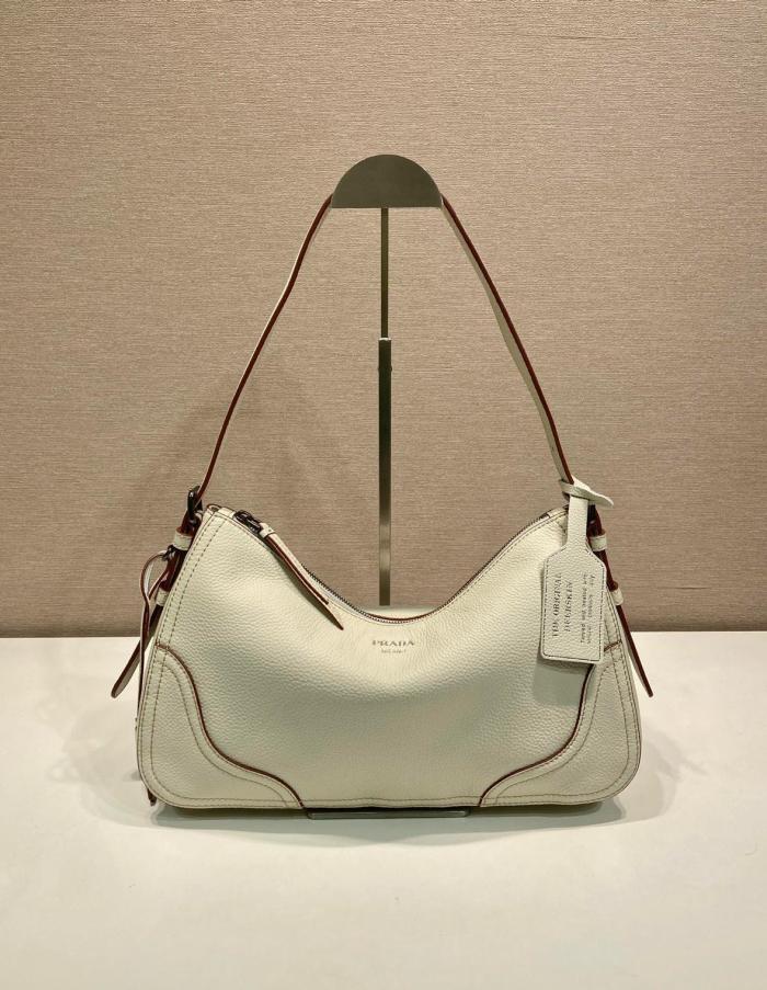 PRADA Aimee Deerskin Shoulder Bag Large Women's Beige 1BC280_2HIK_F0K74_V_OOO size L36cm W11cm H20cm