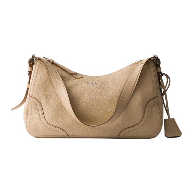 PRADA Deerskin Shoulder Bag Large Women's Sandy Beige 1BC280_2HIK_F0036 size L36cm W11cm H20cm