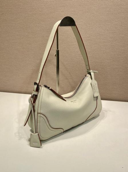 PRADA Aimee Deerskin Shoulder Bag Large Women's Beige 1BC280_2HIK_F0K74_V_OOO size L36cm W11cm H20cm