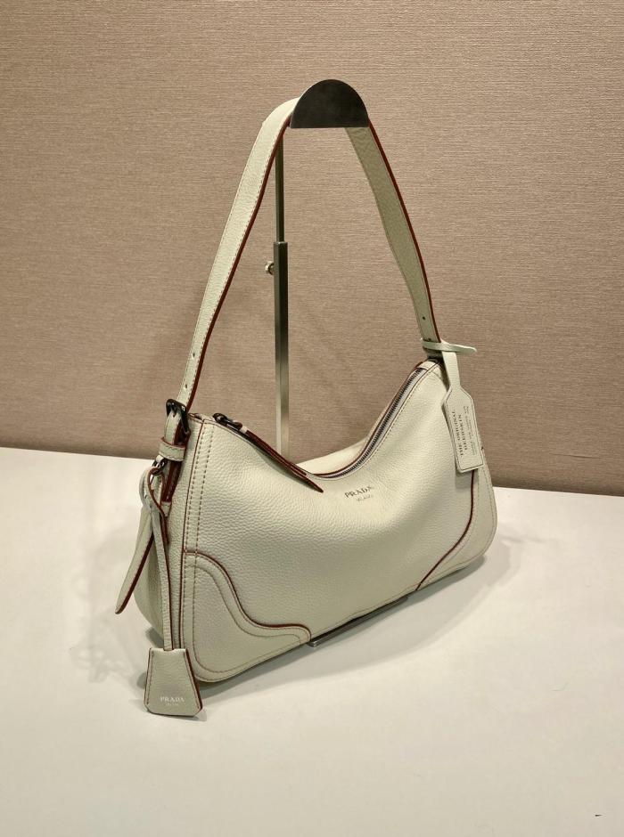PRADA Aimee Deerskin Shoulder Bag Large Women's Beige 1BC280_2HIK_F0K74_V_OOO size L36cm W11cm H20cm