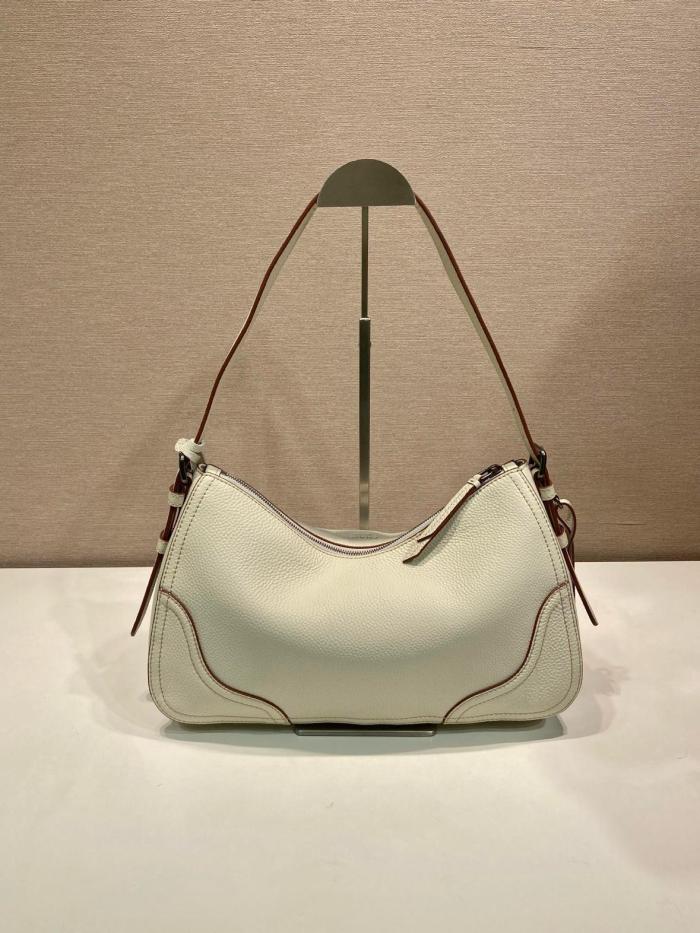 PRADA Aimee Deerskin Shoulder Bag Large Women's Beige 1BC280_2HIK_F0K74_V_OOO size L36cm W11cm H20cm
