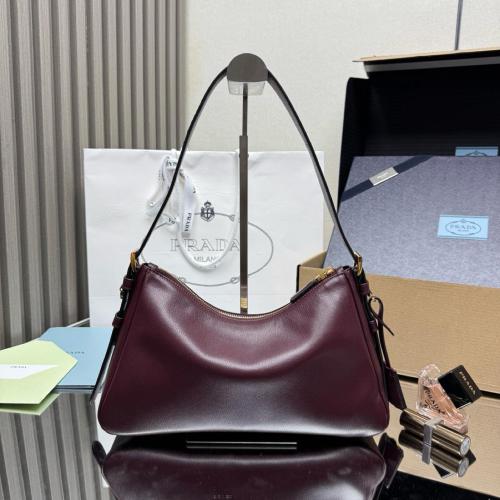 PRADA Aimee Cow Leather Handbag, Shoulder Bag Medium Women's Burgundy 1BC229_2CYS_F04XV_V_LVM size L31cm W10cm H18cm 