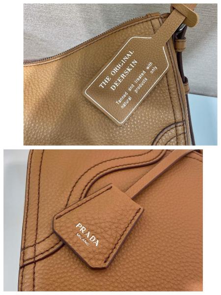 PRADA Deerskin Shoulder Bag Large Women's Caramel 1BC280_2HIK_F098L_V_OOO size L36cm W11cm H20cm