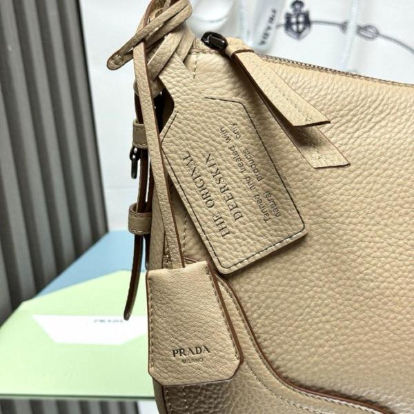 PRADA Deerskin Shoulder Bag Large Women's Sandy Beige 1BC280_2HIK_F0036 size L36cm W11cm H20cm