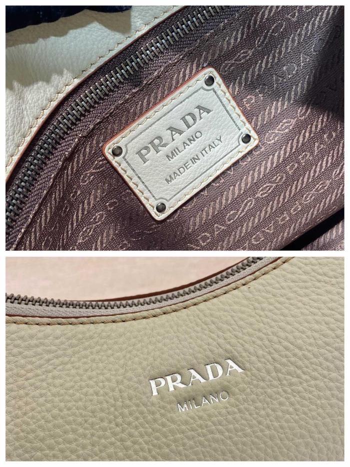 PRADA Aimee Deerskin Shoulder Bag Large Women's Beige 1BC280_2HIK_F0K74_V_OOO size L36cm W11cm H20cm
