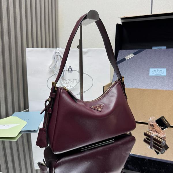 PRADA Aimee Cow Leather Handbag, Shoulder Bag Medium Women's Burgundy 1BC229_2CYS_F04XV_V_LVM size L31cm W10cm H18cm 