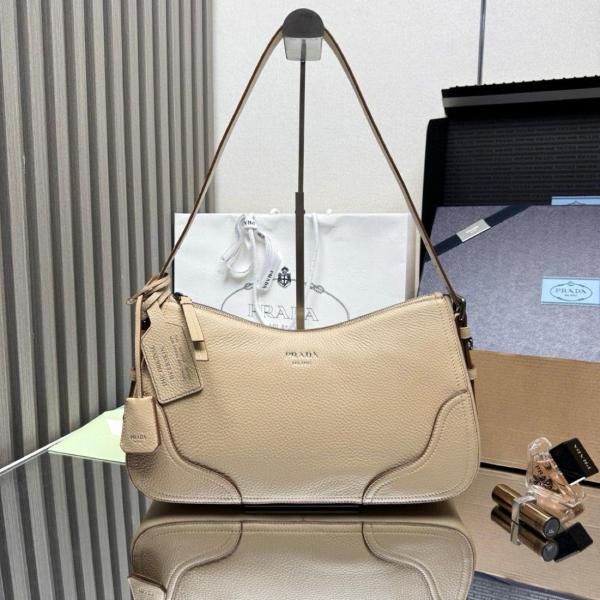 PRADA Deerskin Shoulder Bag Large Women's Sandy Beige 1BC280_2HIK_F0036 size L36cm W11cm H20cm