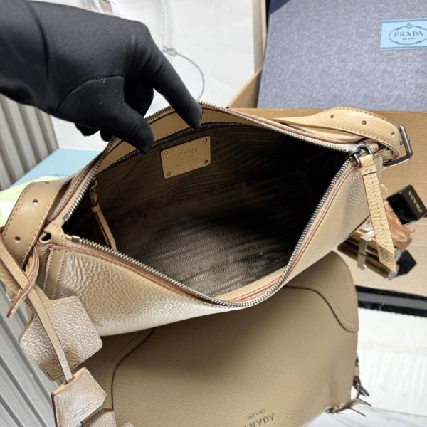 PRADA Deerskin Shoulder Bag Large Women's Sandy Beige 1BC280_2HIK_F0036 size L36cm W11cm H20cm